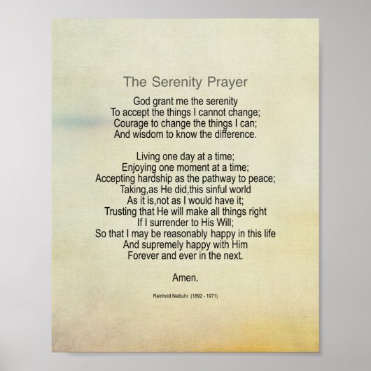 Serenity Prayer Quote Vintage Style Poster (Vorne)