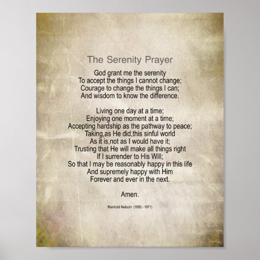 Serenity Prayer Quote Vintage Style Sepia  Poster (Vorne)
