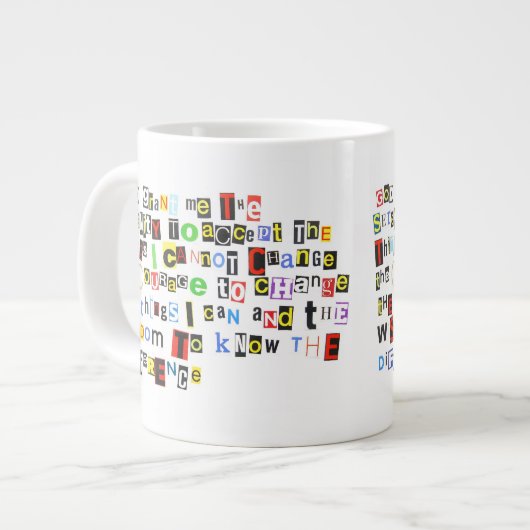Serenity Prayer Ransom Note Jumbo-Tasse (Vorderseite Links)