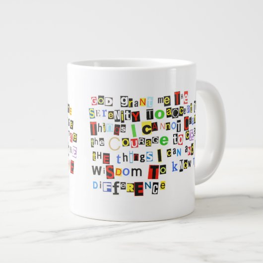Serenity Prayer Ransom Note Jumbo-Tasse (Vorderseite Rechts)