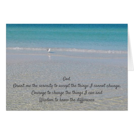 Serenity Prayer Sea Gull an the Beach (Vorderseite (Horizontal))
