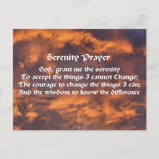 Serenity Prayer Sky Clouds Affirmations Postcard Postkarte (Vorderseite)