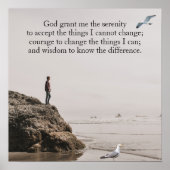 Serenity Prayer Strand Szene mit Möwen Poster (Vorne)