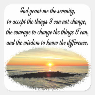 SERENITY PRAYER SUNRISE FOTO DESIGN QUADRATISCHER AUFKLEBER