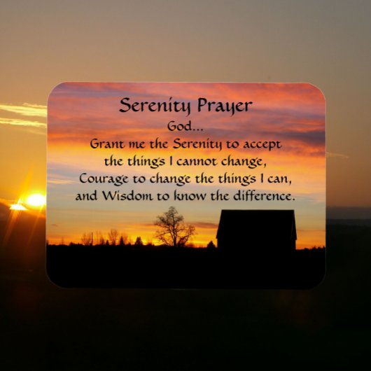 Serenity Prayer Sunset Silhouette Foto Magnet