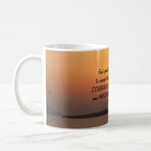 Serenity Prayer Sunset Tasse (Links)
