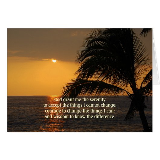 Serenity Prayer Tropical Sunset Card (Vorderseite (Horizontal))