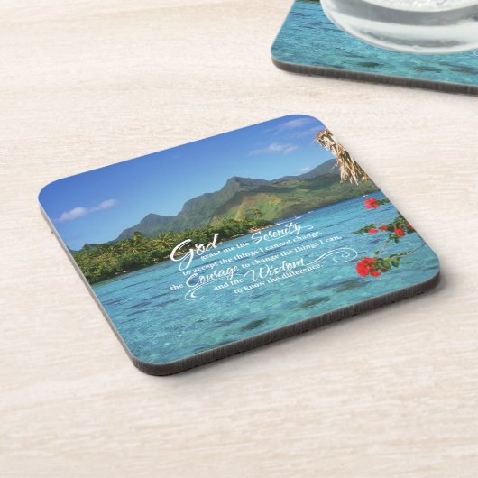 Serenity Prayer und Bora Bora Island Getränkeuntersetzer (Linke Seite)