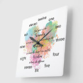 Serenity Prayer Watercolor Button Square Wall Clou Quadratische Wanduhr (Winkel)
