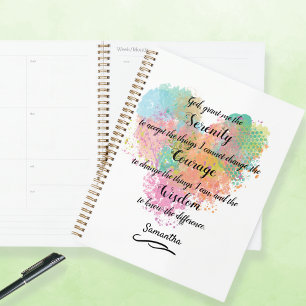 Serenity Prayer Watercolor Planner Notebook Planer