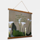 Serenity Prayer White Calla Lilies Floral Wandteppich Mit Holzrahmen (Gewinkelt)