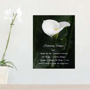 Serenity Prayer White Calla Lily Floral Foliendrucke