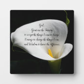 Serenity Prayer White Calla Lily Floral Fotoplatte (Vorderseite)