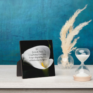 Serenity Prayer White Calla Lily Floral Fotoplatte