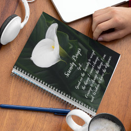 Serenity Prayer White Calla Lily Floral Notizblock