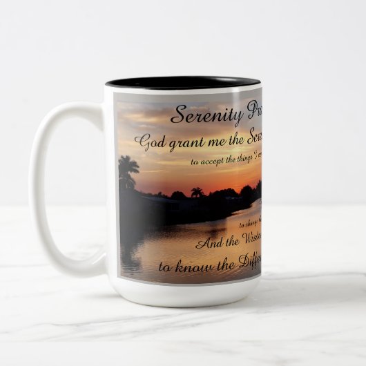 SERENITY PRAYER ZWEIFARBIGE TASSE (Links)