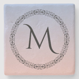 Serenity Rosen Quartz Blue Pink Ombre Monogram Steinuntersetzer