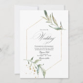 Serenity Simplistic Greenerity Geometric Wedding Einladung (Vorderseite)