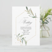 Serenity Simplistic Greenerity Geometric Wedding Einladung (Stehend Vorderseite)