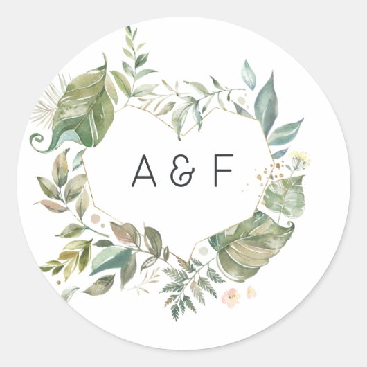 Serenity Simplistic Greenerity Geometric Wedding Runder Aufkleber (Vorderseite)