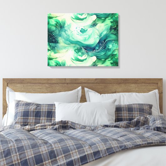Serenity Splash: Abstrakte Wasserfarbe Leinwanddruck (Insitu (Schlafzimmer))