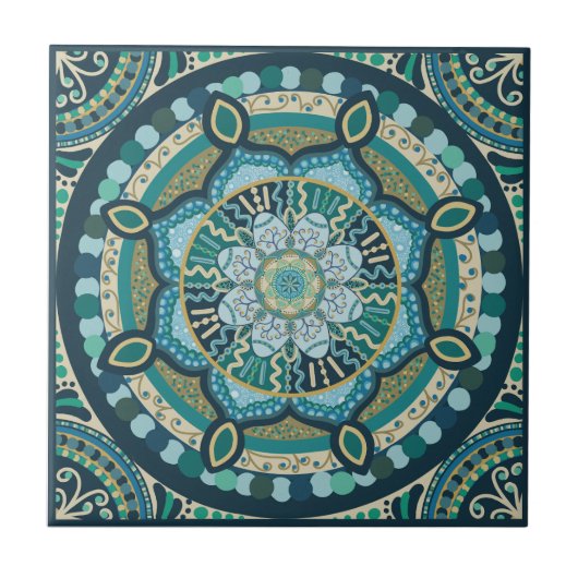 Serenity Tile - Blues und Grüntöne Fliese (Vorderseite)