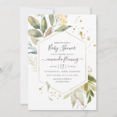 Serenity Watercolor Greenery Geometric Baby Shower Einladung (Vorderseite)