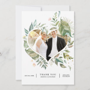 Serenity Watercolor Greenery Geometric Wedding Dankeskarte