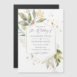 Serenity Watercolor Greenery Geometric Wedding Magneteinladung