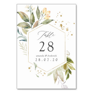 Serenity Watercolor Greenery Geometric Wedding Tischnummer