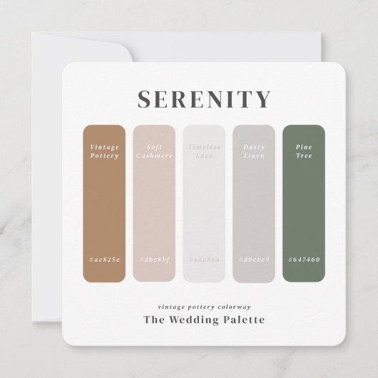Serenity Wedding Suite | Farbpalette Mitteilungskarte (Vorderseite)