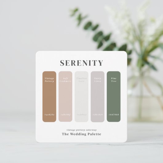 Serenity Wedding Suite | Palette der Farbpalette Einladung (Stehend Vorderseite)