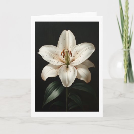Serenity White Lily - Elegante Tribute to Floral Einladung (Vorderseite)