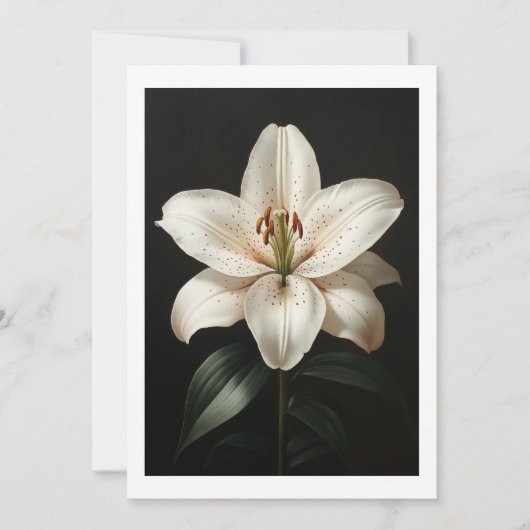 Serenity White Lily - Elegante Tribute to Floral Einladung (Vorderseite)