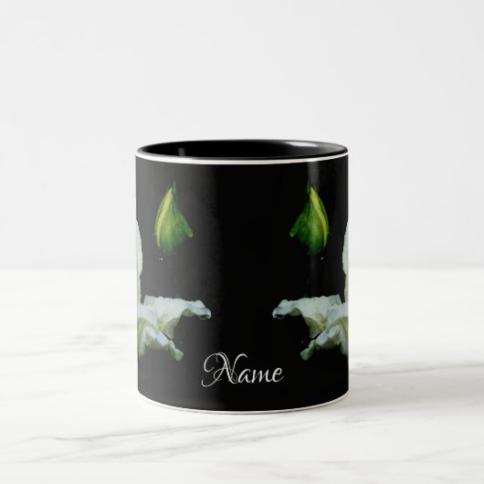 Serenity White Rosenknospe Inspirational Words Zweifarbige Tasse (Mittel)