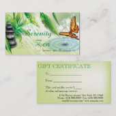 Serenity Zen Gift Certificate Business Card Rabattkarte (Vorne/Hinten)