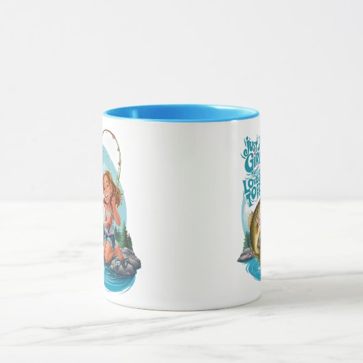 Serenitys Fang: Girl Fishing on a Rock Tasse (Zentrum)