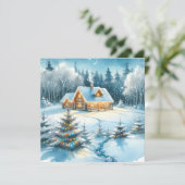 Serenlogkabine im Winterwald Karte (Stehend Vorderseite)