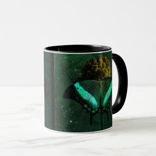 Sereno Oliva Moderno Borboleta Natureza Tasse (VorderseiteRechts)