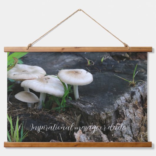 Serenpilze auf Ahornstumpf im Wald Wandteppich Mit Holzrahmen (Vorne)