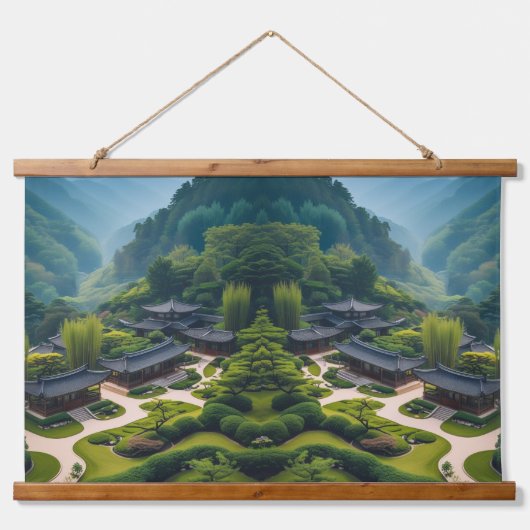 "Serenstil - Naturlich Inspiriert Dekorativ Wandteppich Mit Holzrahmen (Vorne)