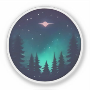 Serenwald unter kosmischem Glühen Aufkleber
