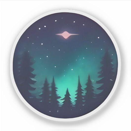 Serenwald unter kosmischem Glühen Aufkleber (Vorderseite)