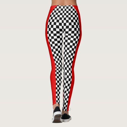 SERESHKI SAMMLUNG rote Racer-Schachbrett-Leggings Leggings (Rückseite)