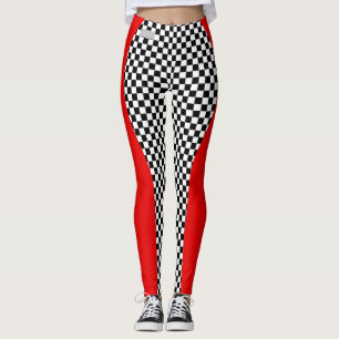 SERESHKI SAMMLUNG rote Racer-Schachbrett-Leggings Leggings
