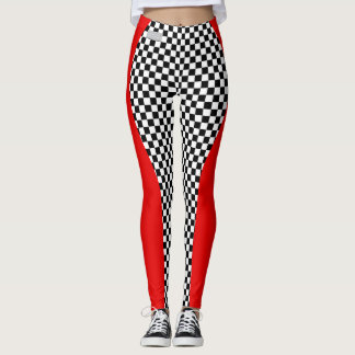 SERESHKI SAMMLUNG rote Racer-Schachbrett-Leggings Leggings