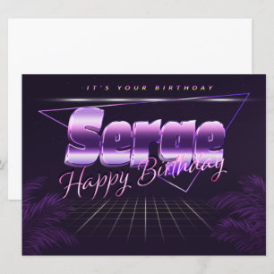 Serge Name Vorname lila retro Karte Geburtstag