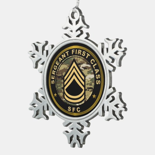 Sergeant First Class SFC Schneeflocken Zinn-Ornament (Rechts)