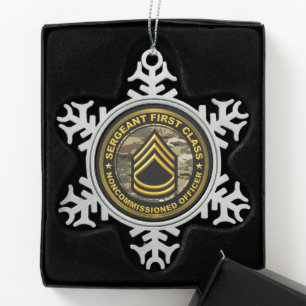 Sergeant First Class Weihnachtsmetallschmuck Schneeflocken Zinn-Ornament