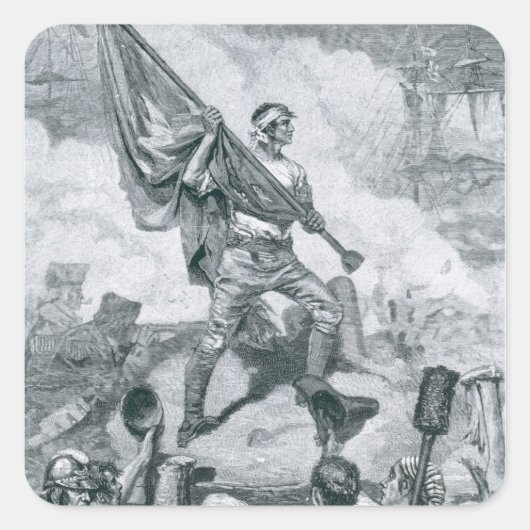 Sergeant Jasper bei der Schlacht von Fort Moultrie Quadratischer Aufkleber (Vorderseite)